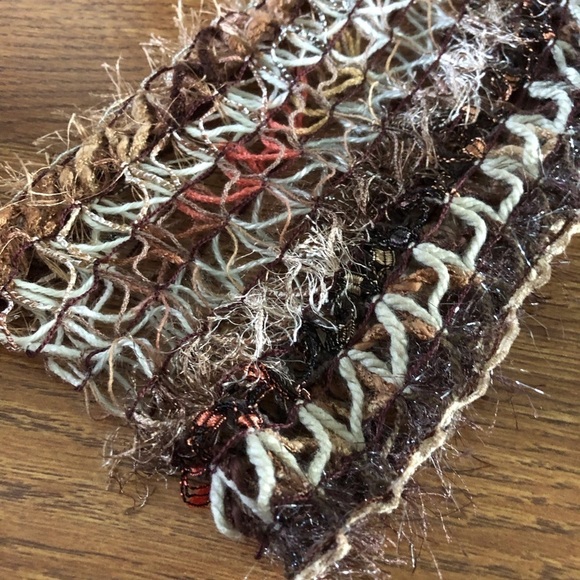 Brown Mixed Media open knit lightweight scarf - Picture 1 of 2